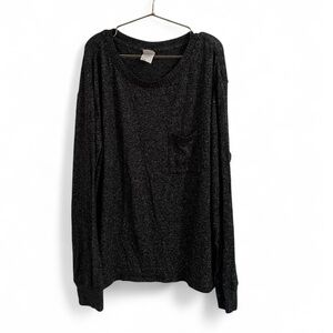 Marbled Knit Long Sleeve Pocket Top